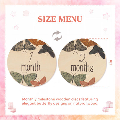 Butterfly Baby Milestone, Wooden Monthly Milestone, Boho Newborn Keepsake,Baby Girl Milestone Set,Baby Milestone Photo Props,Milestone Card