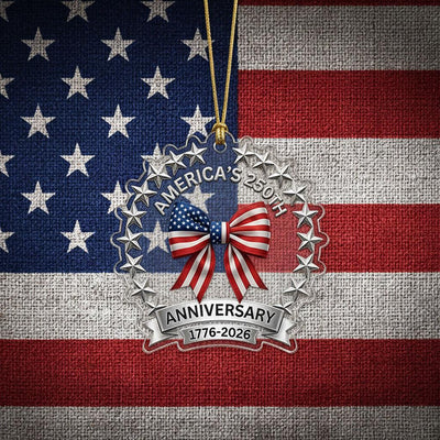 America's 250th Anniversary Ornament, Semiquincentennial Patriotic Bow Gift, 1776-2026 USA Flag Acrylic Keepsake Decor