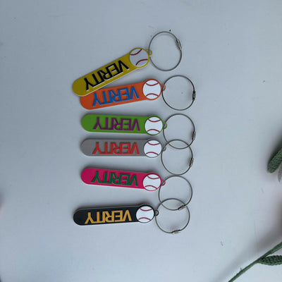 Personalized Baseball Keychain Custom Name or Number, Acrylic Baseball Bag Tag, Little League Player Gift, Baseball Team Gift for Kids