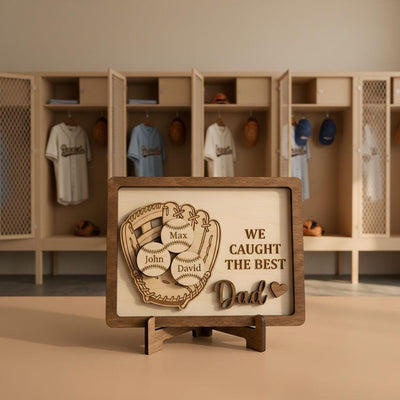 Personalized Baseball Dad Gift Custom Kids Names Wood Sign, Baseball Father Gift, Little League Dad Keepsake, Baseball Family Decor