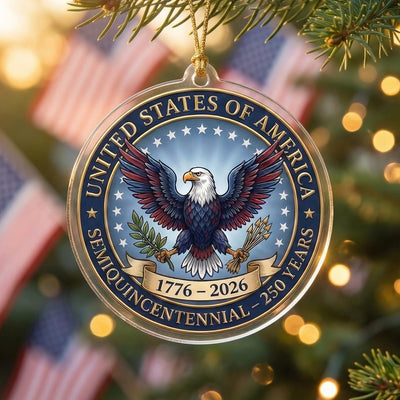 USA 250th Anniversary Semiquincentennial Ornament, 1776-2026 Eagle Seal Keepsake, Patriotic American Pride Gift, 250 Years Decor