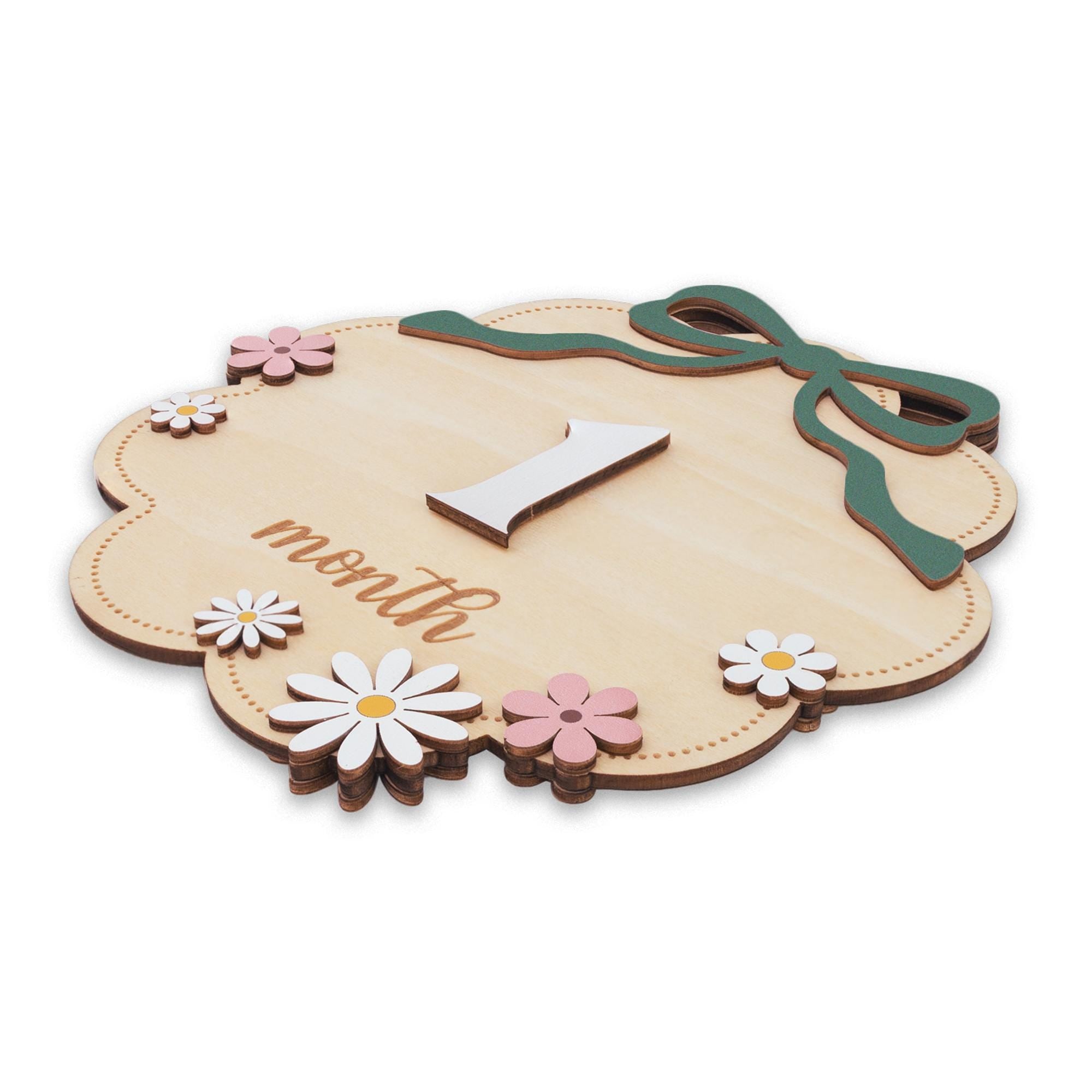 Wooden Baby Milestone Photo Props with Numbers 1–12 Months