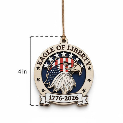 Eagle of Liberty Ornament, 250th Anniversary Wood Decor, 1776-2026 Patriotic Gift, Layered Wooden Eagle USA Milestone Keepsake