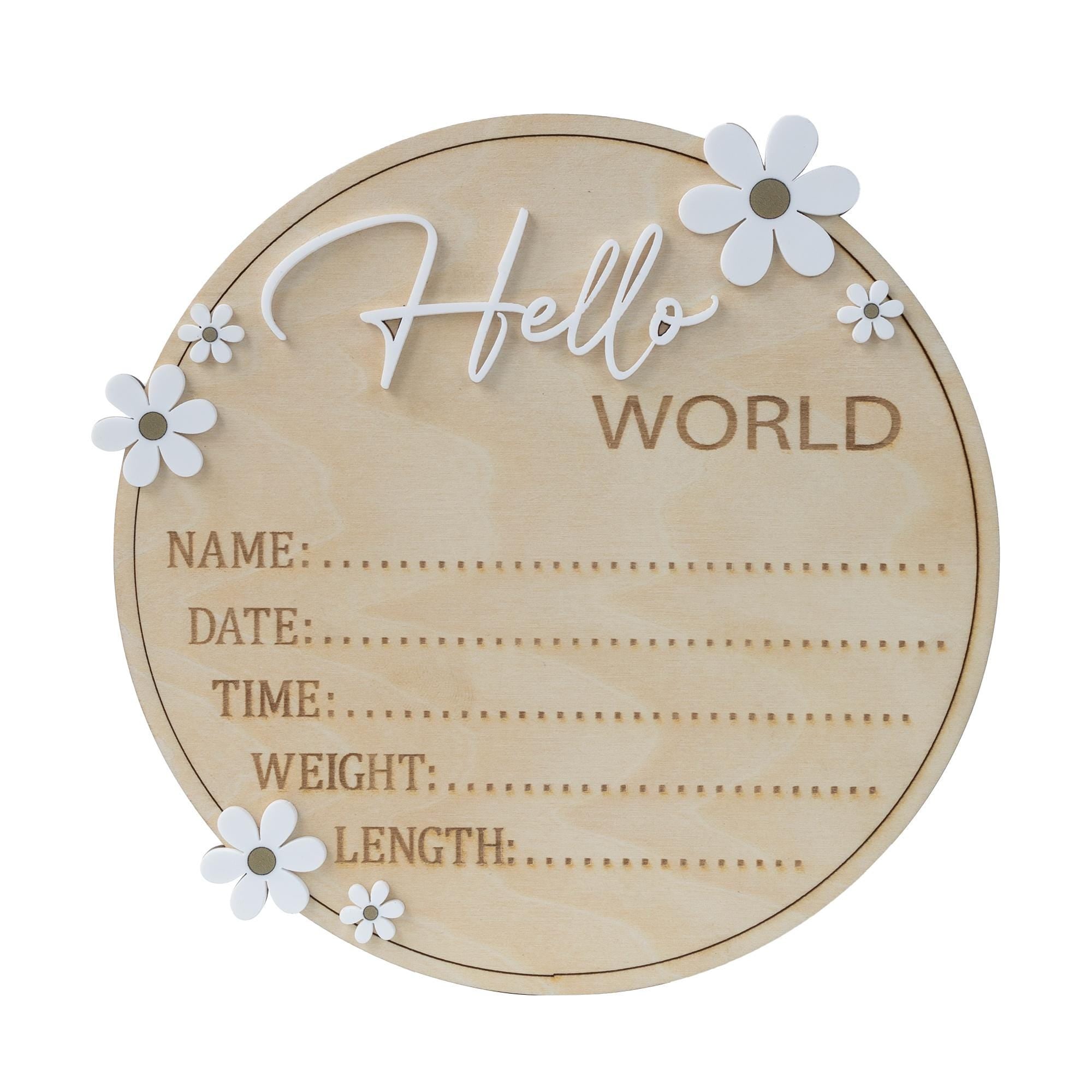 Baby Birth Stat Sign, Hello World Baby Sign Daisy, Baby Name Announcement, Hospital Name Sign, Baby Wooden Sign, Newborn Girl Announcement