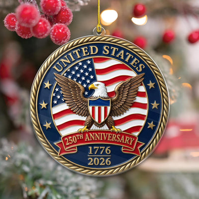 United States 250th Ornament, Semiquincentennial Car Mirror Charm, 1776-2026 Patriotic Eagle Gift, USA Jubilee Coin Decor
