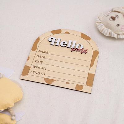Wooden Hello World Birth Announcement Sign, Layered Baby Name Sign, Rustic Newborn Photo Prop,Birth Announcement Sign For Hospital,Baby Gift
