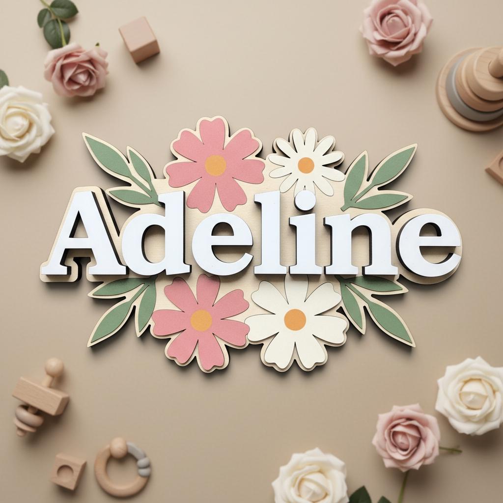 Personalized Baby Name Sign, Wooden Floral Nursery Name Plaque, Custom Baby Girl Room Decor, Flower Nursery Wall Decor