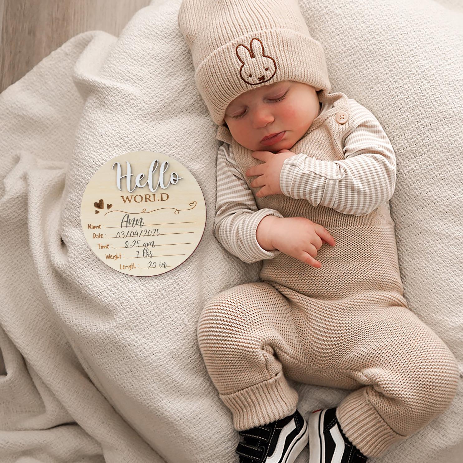 Baby Stat Sign, Hello World Birth Announcement, Hello World Baby Announcement Sign, Custom Newborn Name Sign, Baby Birth Stats Sign