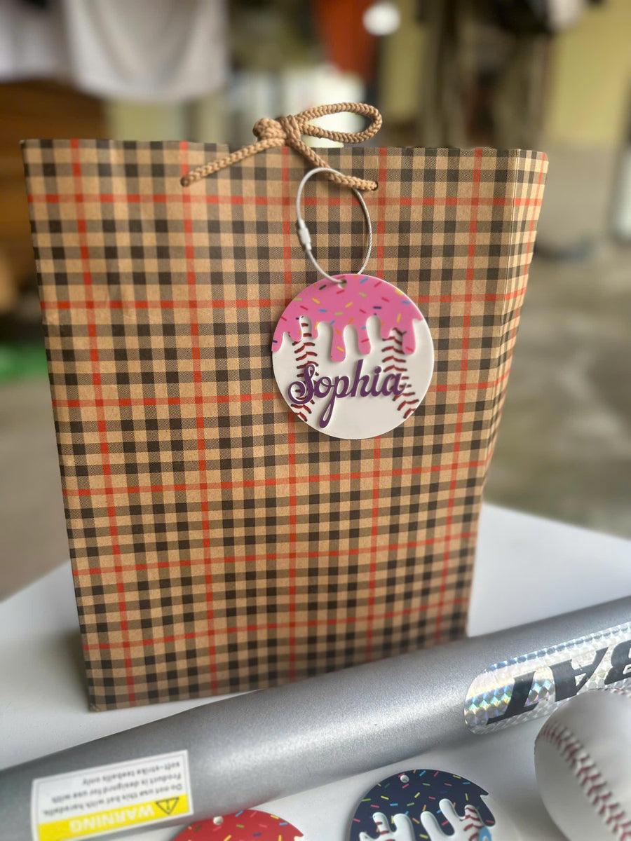 Personalized Baseball Keychain Custom Player Name and Number, Acrylic Baseball Bag Tag, Little League Player Gift, Baseball Team Gift