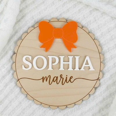 Personalized Wooden Baby Name Sign with Bow, Girl Nursery Name Decor