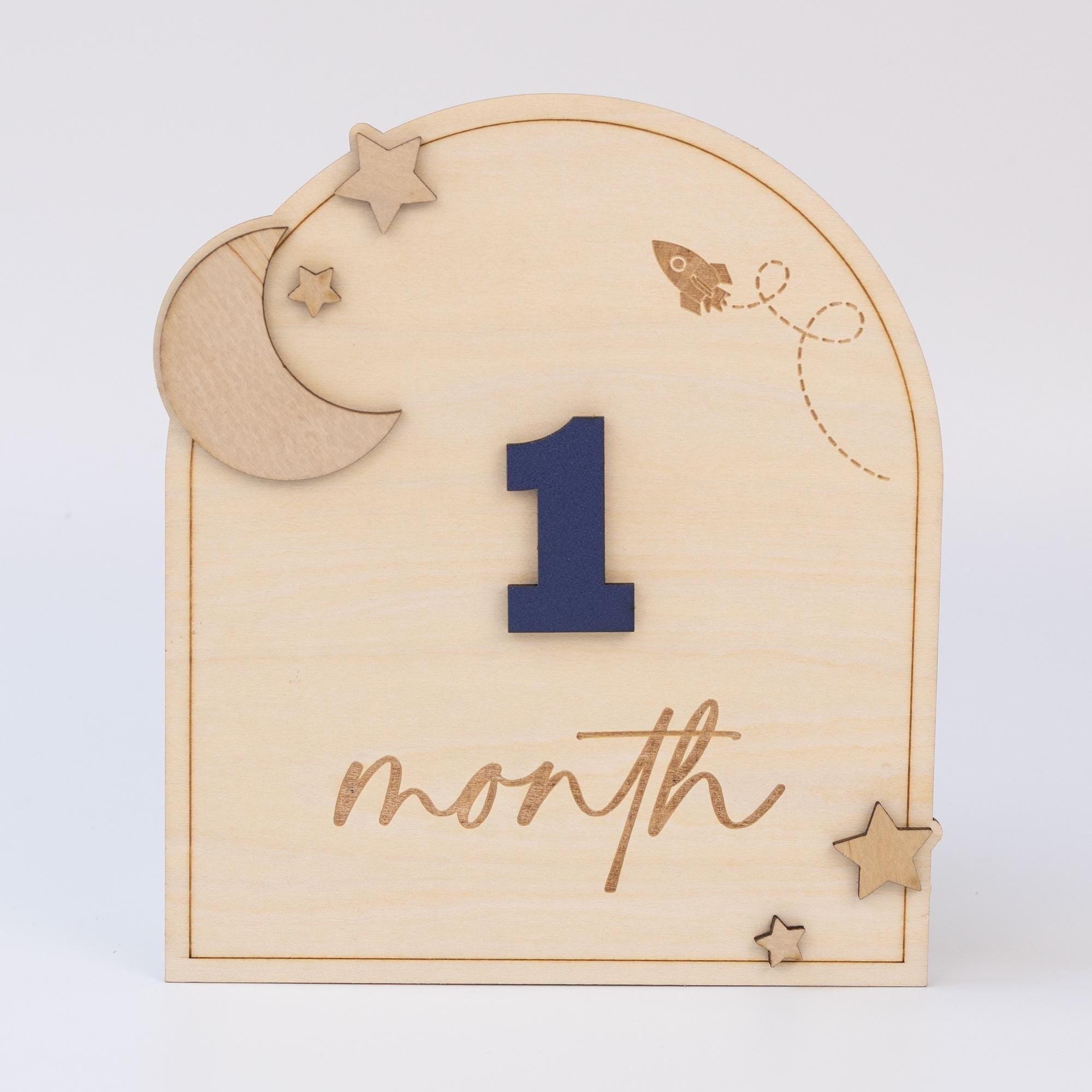 Baby Milestone Sign, Wooden Interchangeable Milestone Card, Baby Monthly Milestone Marker, Gift For Newborn, Baby Shower Gift, Nursery Decor