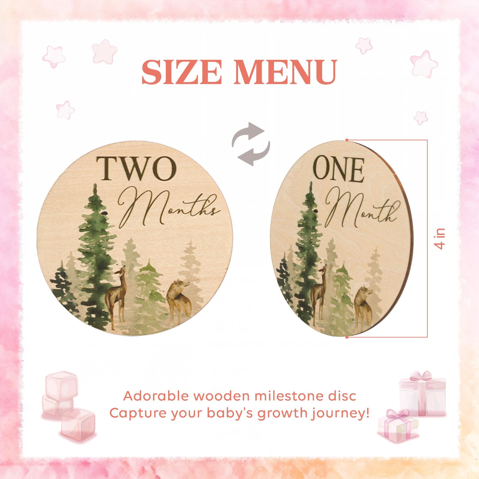 Monthly Milestone Disc For Baby Photos Wooden, Baby Monthly Milestone, Baby Milestone Discs, Newborn Gift, Baby Shower Gift,Baby Photo Props