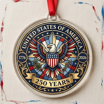 United States 250th Ornament, Great Seal Eagle Emblem, 1776-2026 Patriotic Anniversary Gift, USA 250 Years Decor, America Birthday