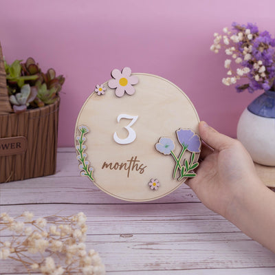 Personalized Wooden Monthly Milestone Sign, Custom Baby Milestone Marker with Interchangeable Numbers, Baby Growth Sign, Baby Shower Gift