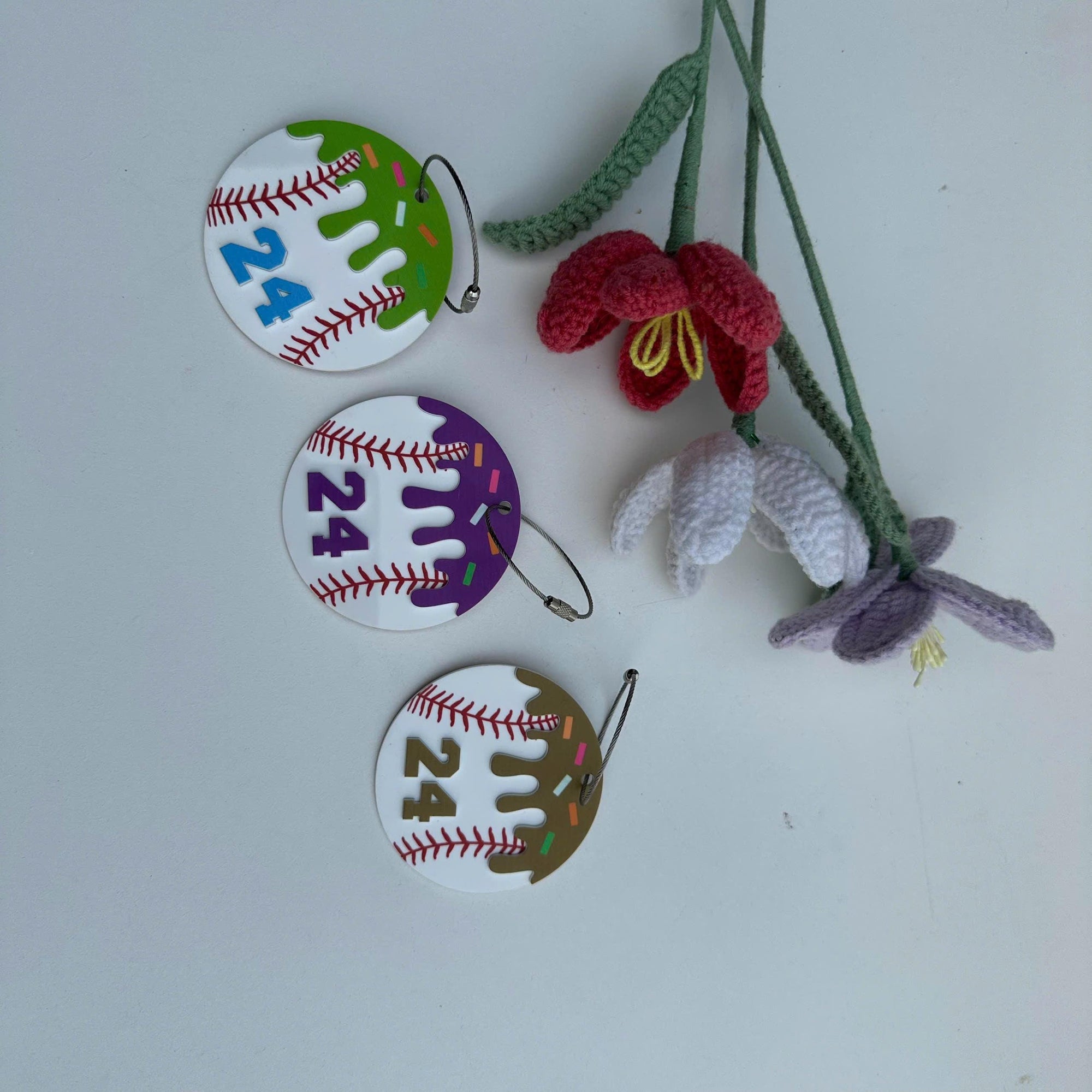 Personalized Baseball Keychain, Custom Baseball Number Keychain, Baseball Player Gift, Little League Team Gift, Acrylic Baseball Bag Tag