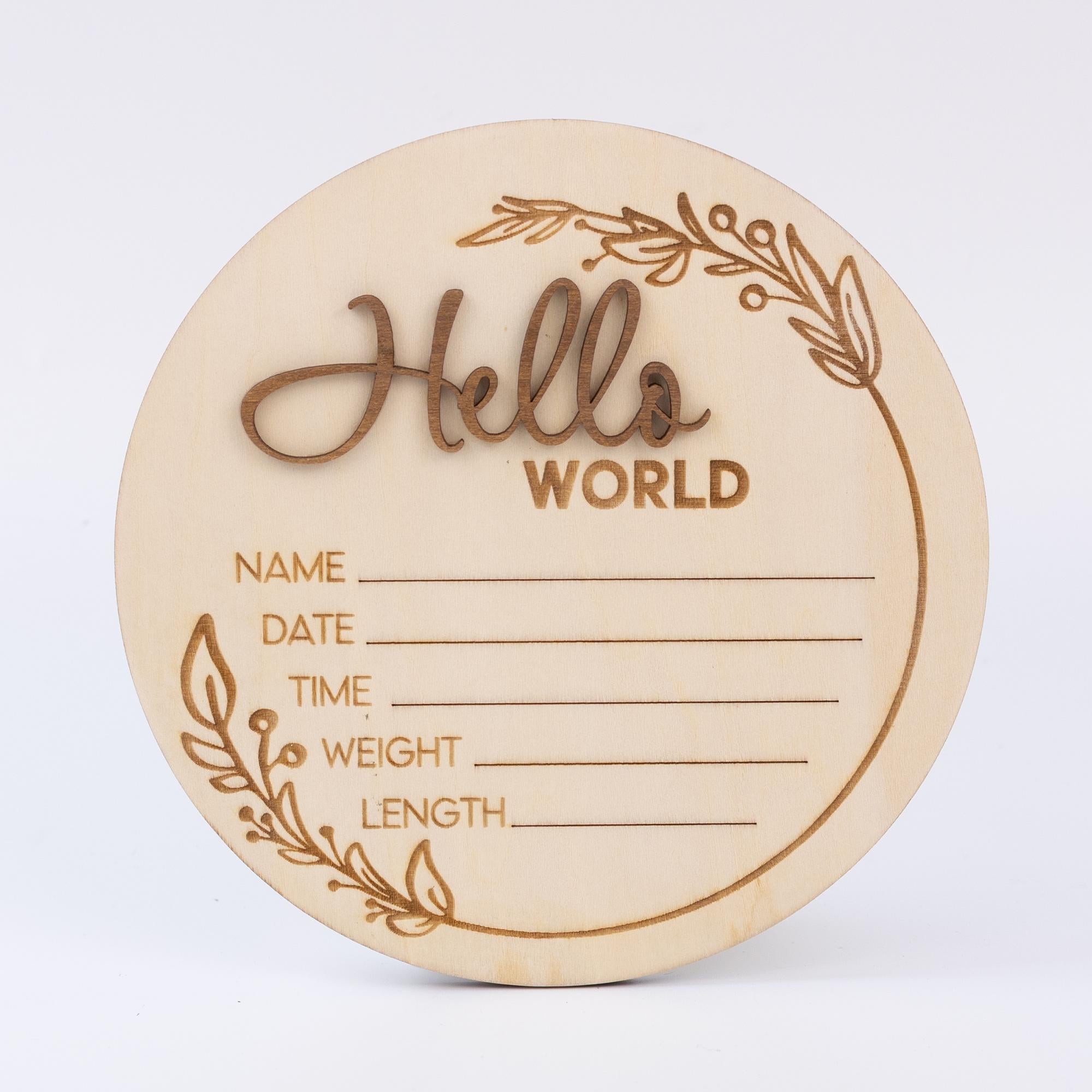 Hello World Name Sign, Personalised Wooden Name Sign For Nursery, 3D Baby Birth Announcement Sign, Name Reveal Idea, Baby Arrival Sign