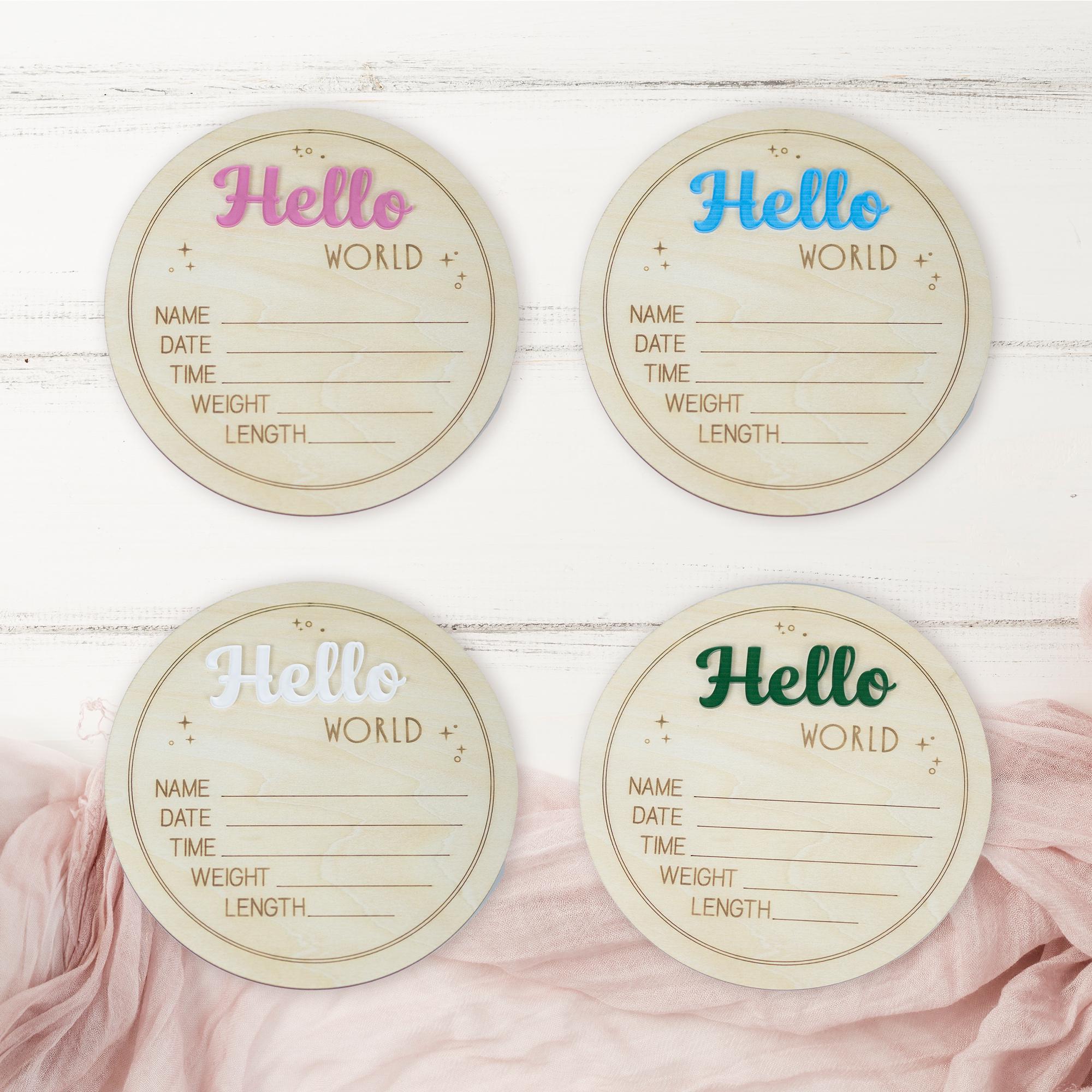 Hello World Baby Stats Plaque, Baby Birth Announcement Sign, Engraved Wood Hello World Sign, Baby Photo Props, Birth Announcement Board