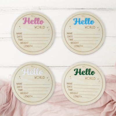 Hello World Baby Stats Plaque, Baby Birth Announcement Sign, Engraved Wood Hello World Sign, Baby Photo Props, Birth Announcement Board