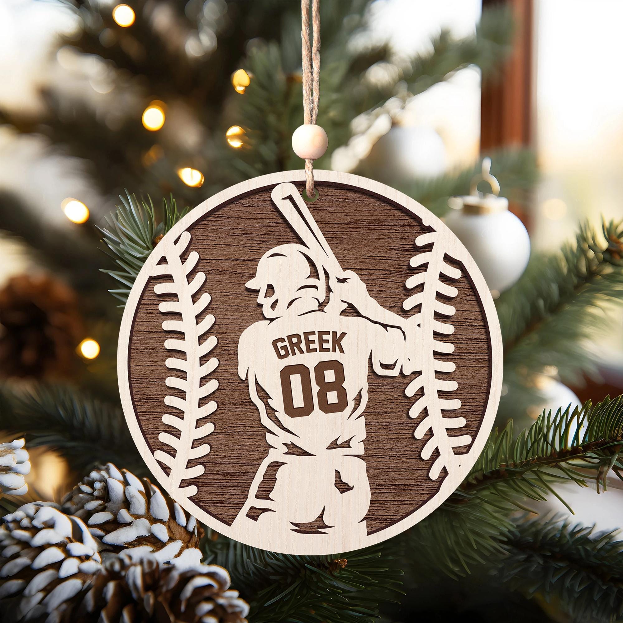 Personalized Baseball Christmas Ornament - Custom Wooden Player Jersey Ornament - Sports Team Holiday Keepsake