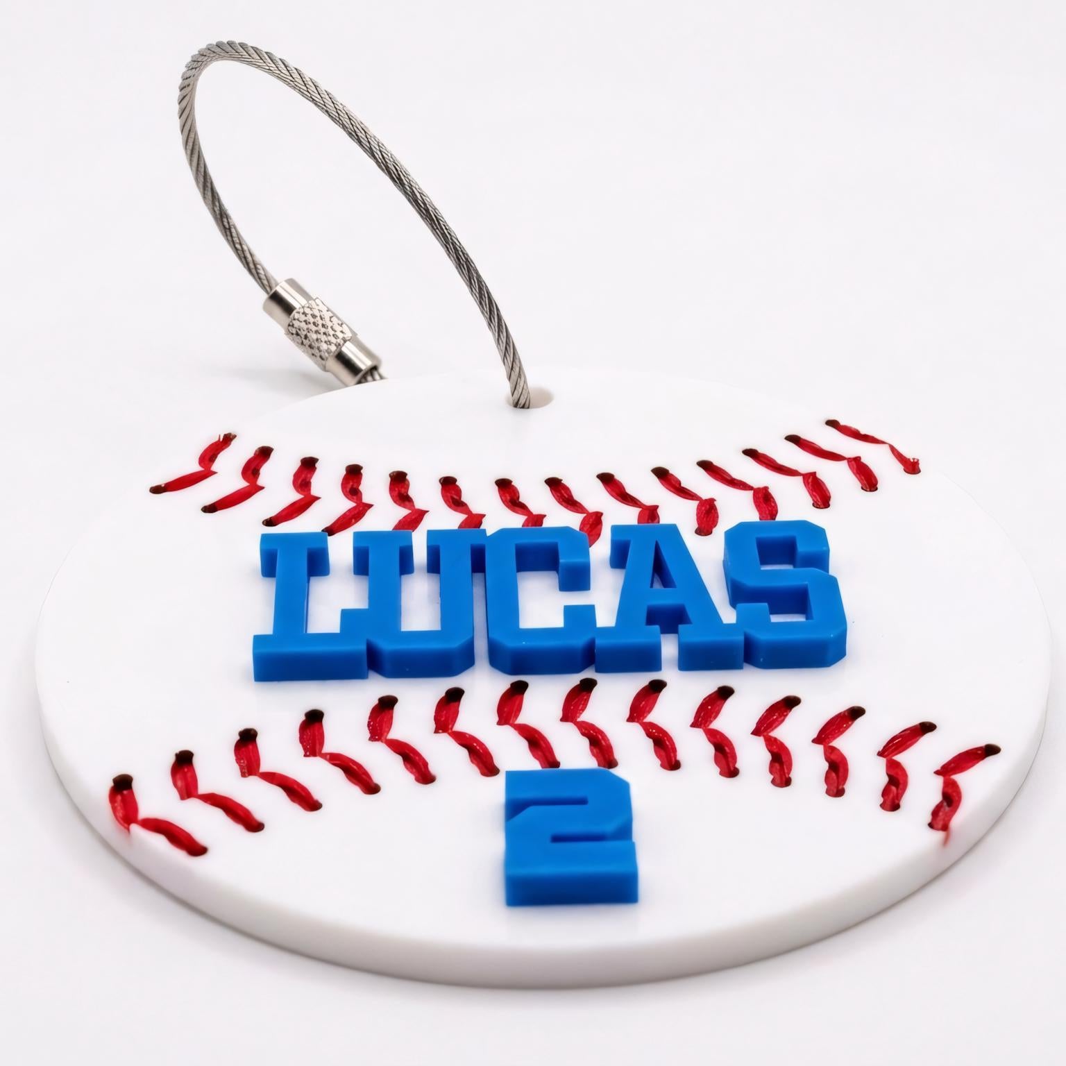 Personalized Baseball Keychain Custom Name and Number, Baseball Bag Tag, Acrylic Baseball Player Gift, Little League Gift