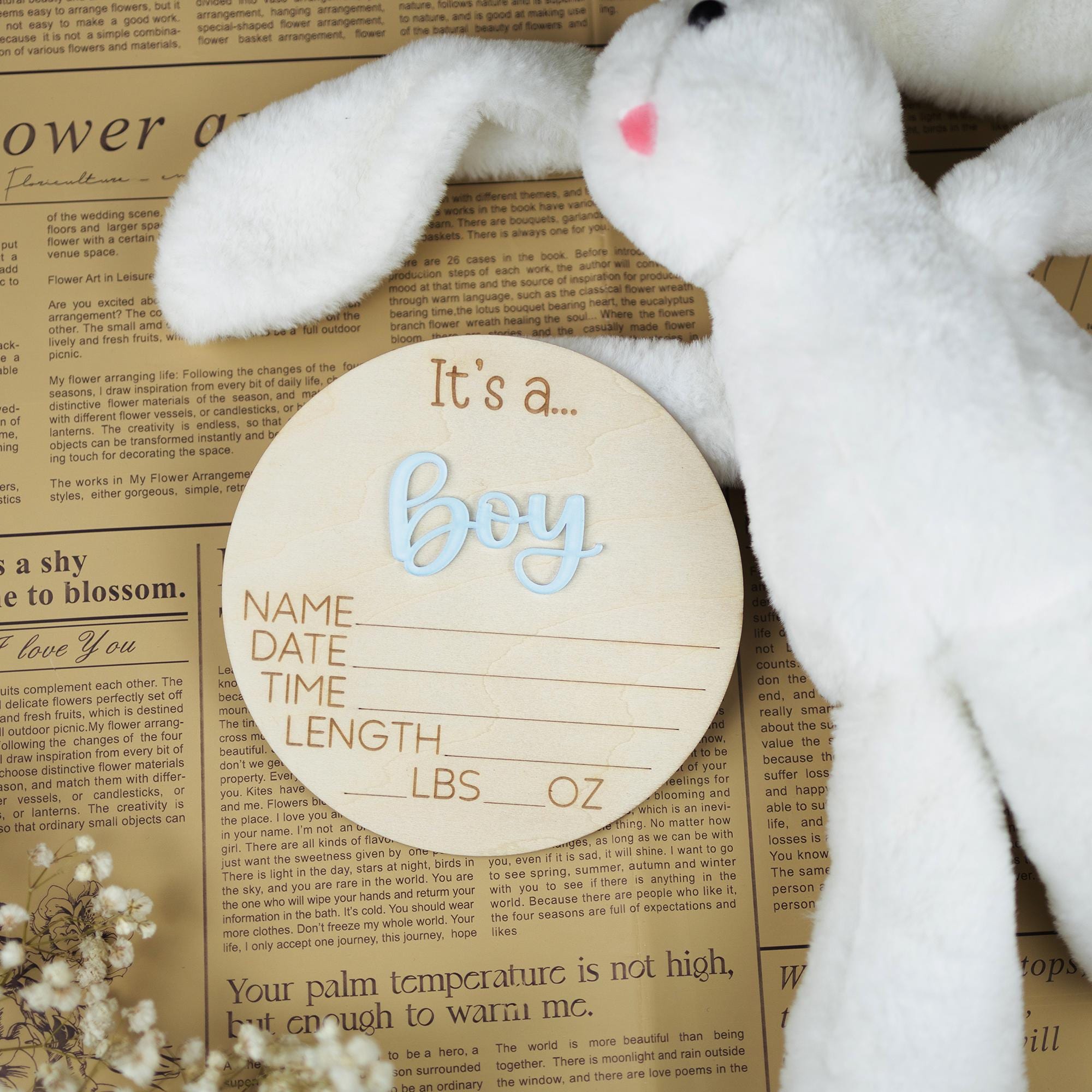 Surprise Gender Reveal Sign, Wooden Baby Announcement Sign, It's A Girl Sign, It's A Boy Announcement, Birth Stat Sign, Baby Shower Gift