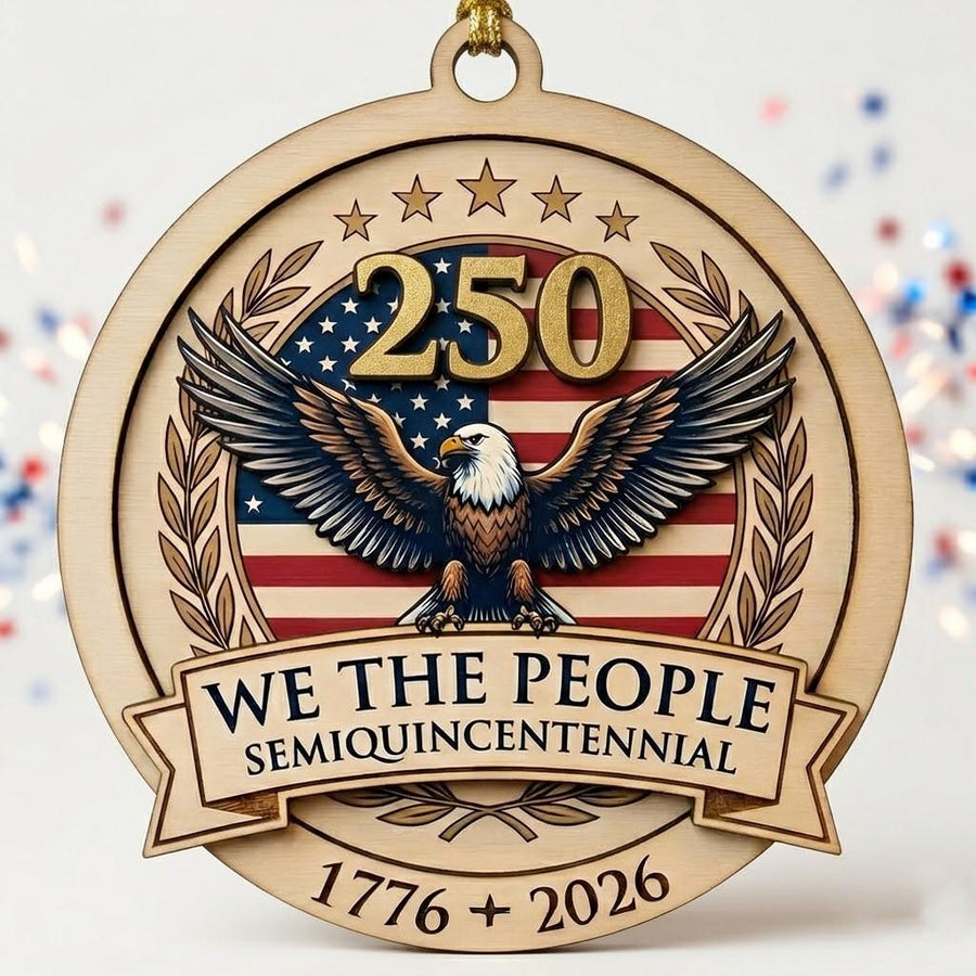 Semiquincentennial Gift 2026 USA 250th Anniversary Ornament Patriotic Eagle Wood Decor We The People 1776 America Keepsake July 4