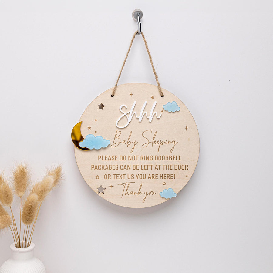 Baby Sleeping Sign, Do Not Disturb Baby Sleeping, Dont Ring Doorbell Sign, Front Door Sign, Do Not Knock Or Ring Bell, Baby Shower Gift