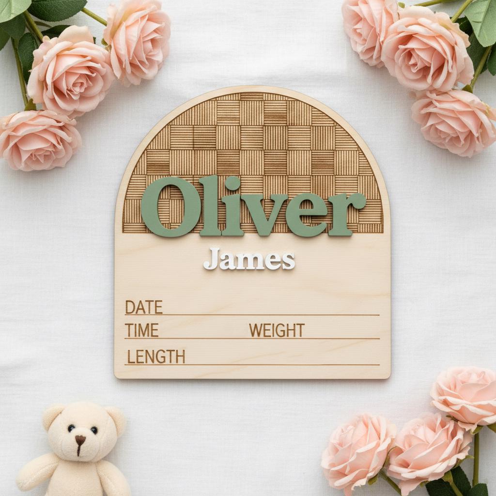 Personalized Baby Birth Announcement Sign Wooden Name Milestone Board