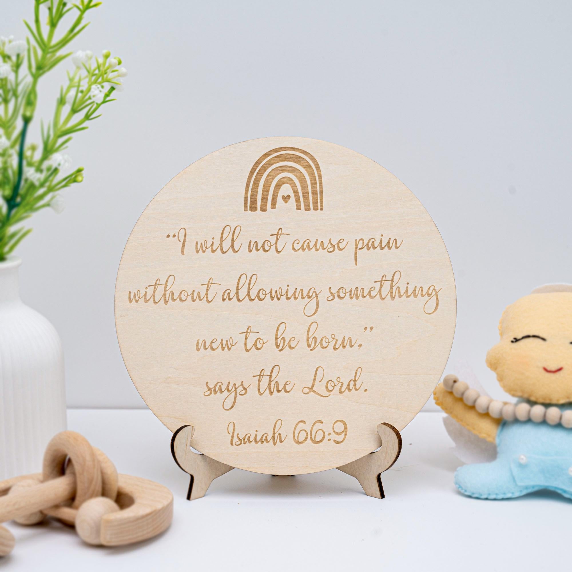 Rainbow Baby Nursery Sign, Christian Baby Shower Gift, Isaiah 66:9, Faith Gift For New Mom, Religious Gift For Mom Pregnant,Bible Verse Baby