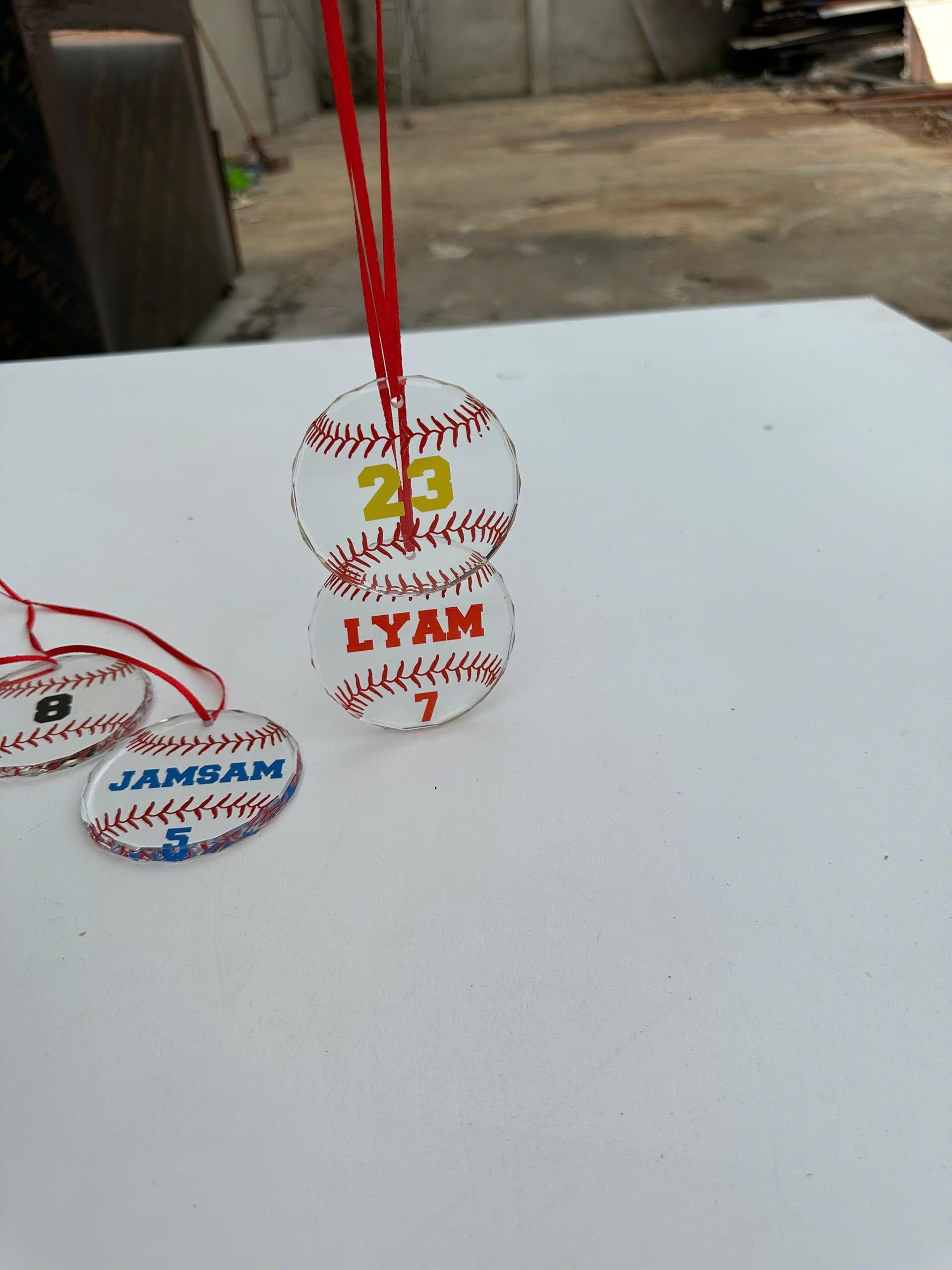 Personalized Baseball Ornament, Custom Name or Number Baseball Ornament, Glass Baseball Christmas Ornament, Baseball Player Gift