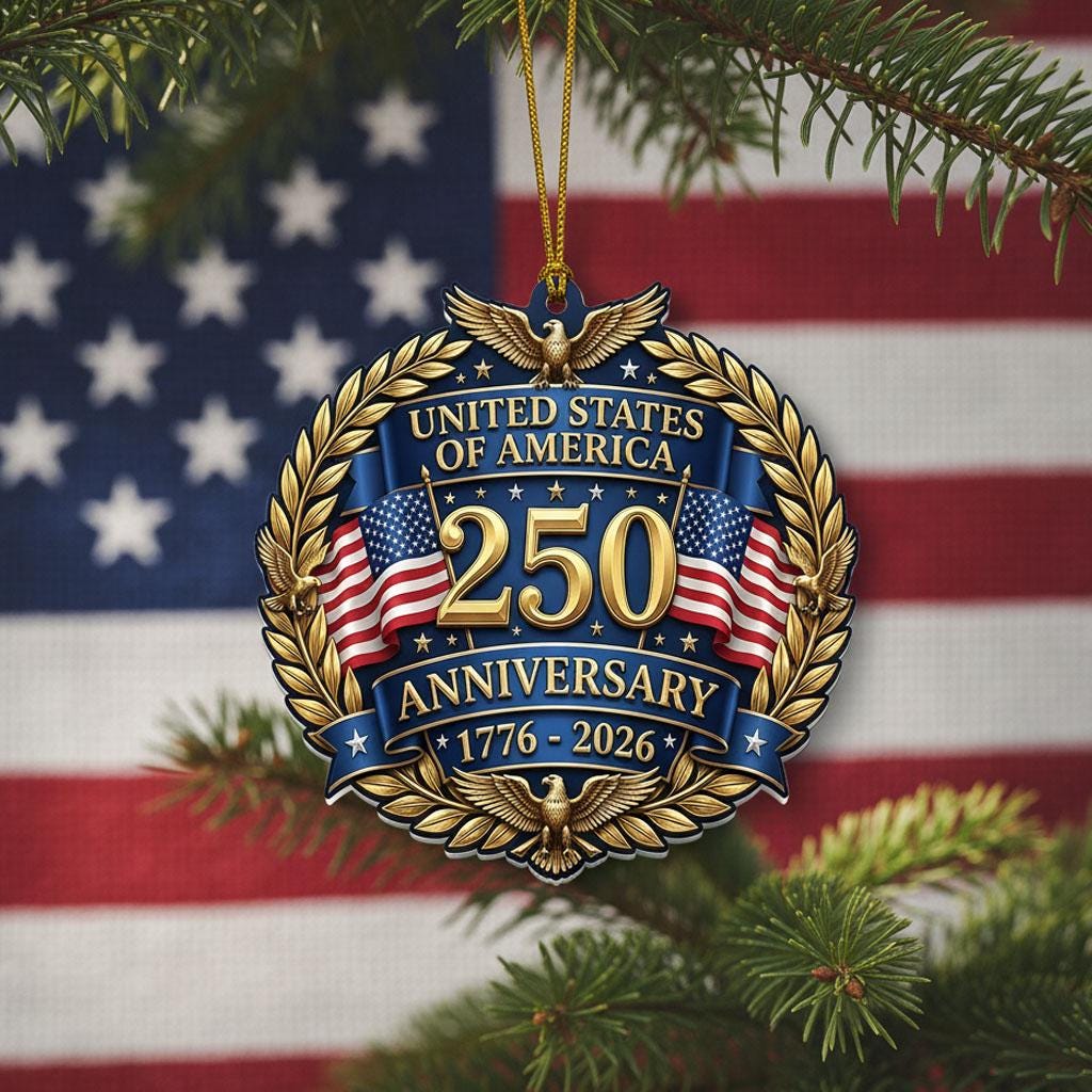 United States 250th Ornament, Semiquincentennial Eagle Medallion, 1776-2026 Patriotic Anniversary Gift, USA 250 Years Decor