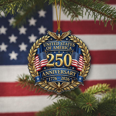 United States 250th Ornament, Semiquincentennial Eagle Medallion, 1776-2026 Patriotic Anniversary Gift, USA 250 Years Decor