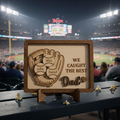 Personalized Baseball Dad Gift Custom Kids Names Wood Sign, Baseball Father Gift, Little League Dad Keepsake, Baseball Family Decor