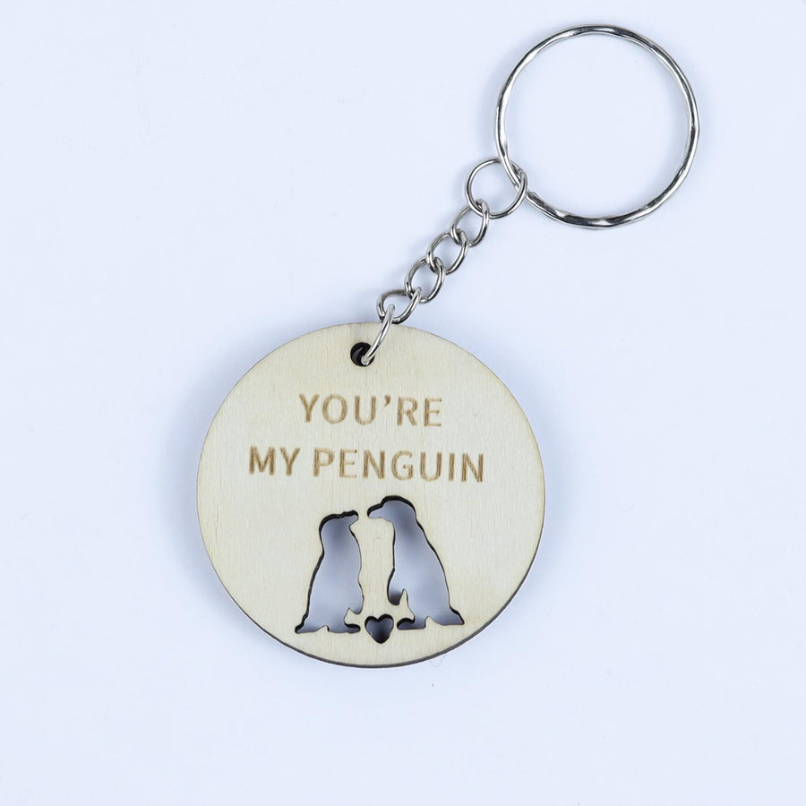 Penguin Keychain Gift: Valentine's Day Boyfriend Girlfriend Plywood Keychain
