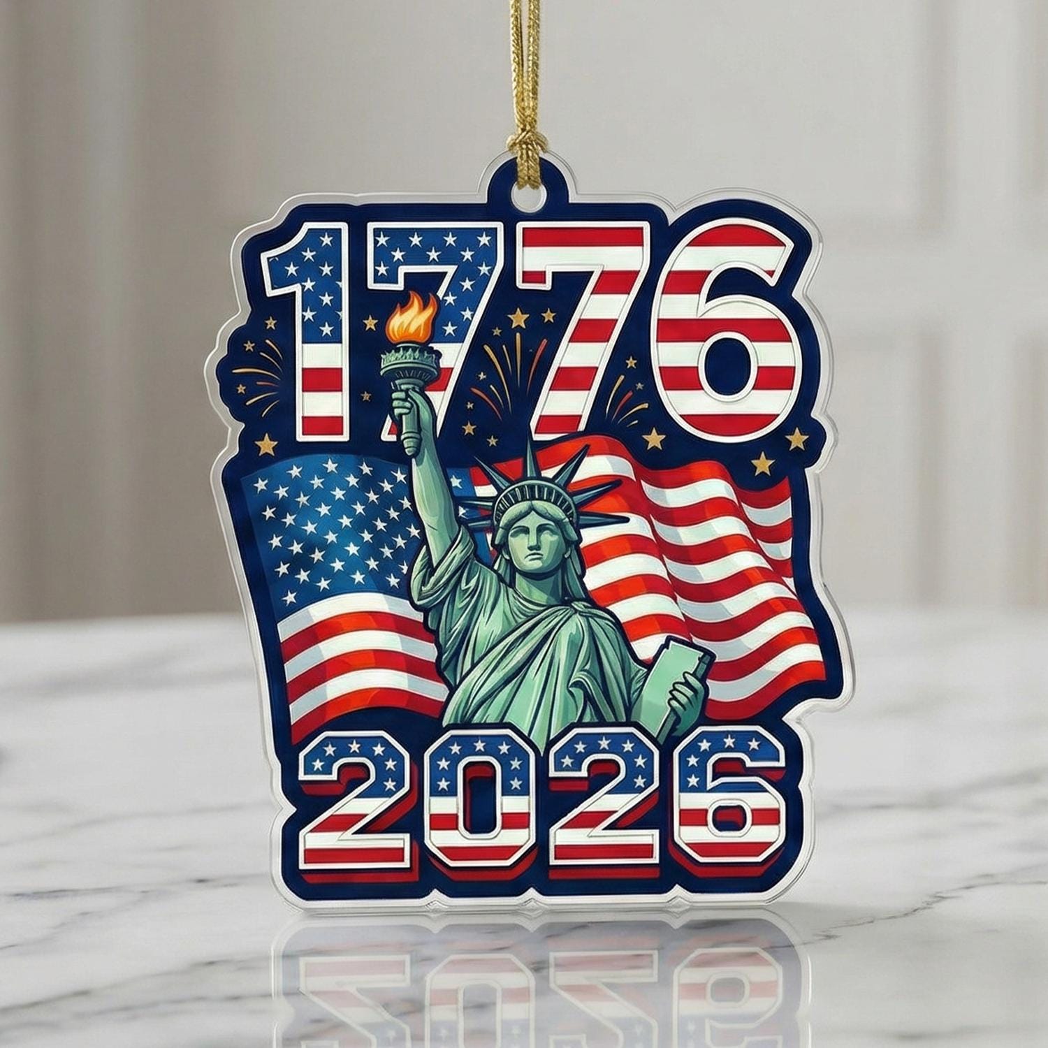 1776-2026 USA Ornament, 250th Anniversary Lady Liberty Gift, Semiquincentennial Patriotic Acrylic Decor, America 250th Birthday