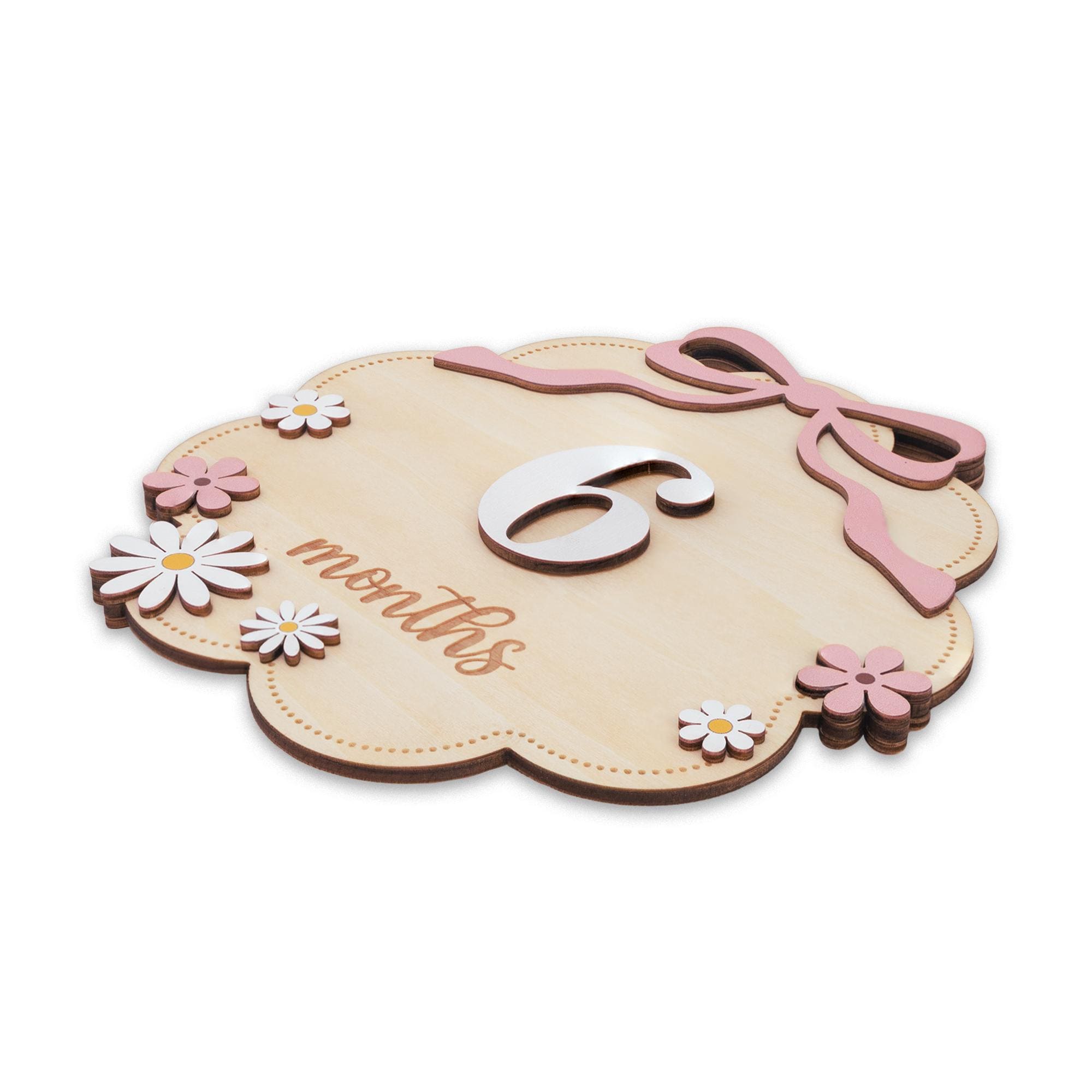 Floral Wooden Baby Milestone Sign with Numbers 1–12 Months