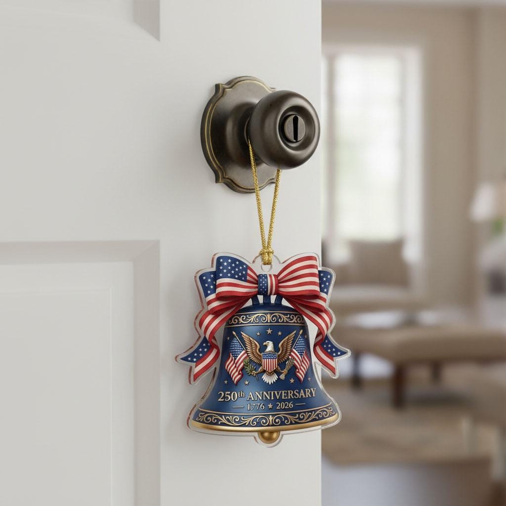 Semiquincentennial Gift 2026 USA 250th Anniversary Ornament Liberty Bell Hanging Pendant Patriotic Eagle Proud American Decor