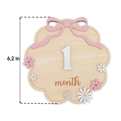 Floral Wooden Baby Milestone Sign with Numbers 1–12 Months
