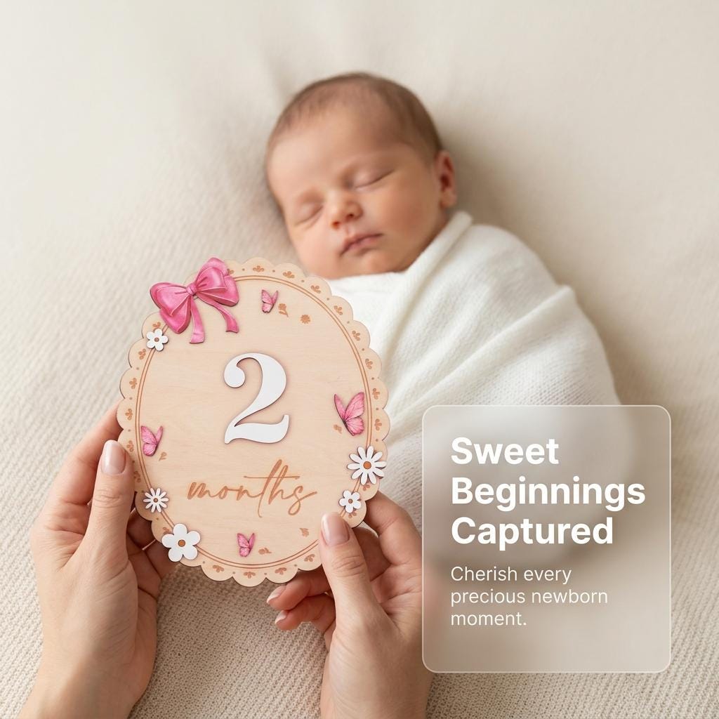 Baby Monthly Milestone Sign Double Sided Month Months Disc 1-12 Months Baby Photo Prop First Year Milestone Newborn Prop