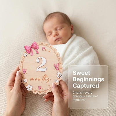 Baby Monthly Milestone Sign Double Sided Month Months Disc 1-12 Months Baby Photo Prop First Year Milestone Newborn Prop