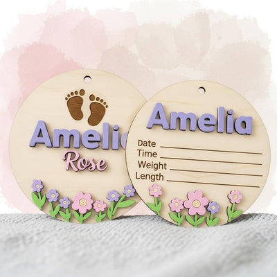 Baby Birth Stats Sign Set, Personalized Baby Name Announcement Sign, Wooden Newborn Photo Prop Nursery Decor