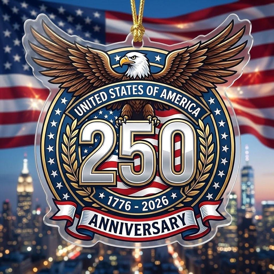 USA 250th Anniversary Ornament, Semiquincentennial Silver Eagle Gift, 1776-2026 Patriotic Acrylic Decor, America Milestone Keepsake