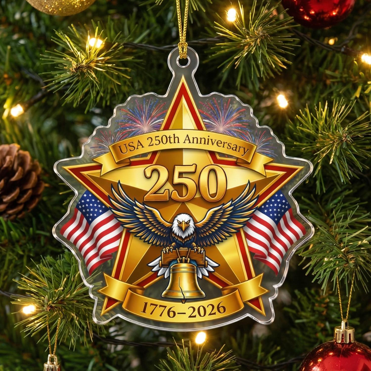 USA 250th Anniversary Ornament, Semiquincentennial Eagle Gift, 1776-2026 Car Hanging Accessory, America 250th Birthday Decor