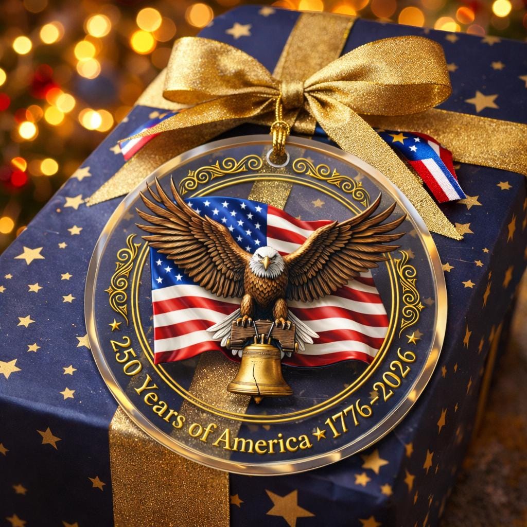 250 Years of America Ornament, Semiquincentennial Eagle Gift, 1776-2026 Patriotic Acrylic Keepsake, USA Birthday Tree Decor
