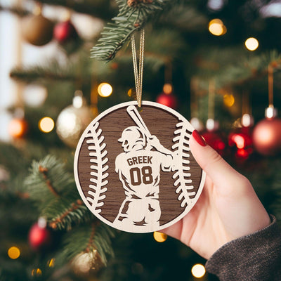 Personalized Baseball Christmas Ornament - Custom Wooden Player Jersey Ornament - Sports Team Holiday Keepsake