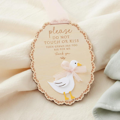 Please Do Not Touch or Kiss Baby Sign, Wooden Stroller Tag
