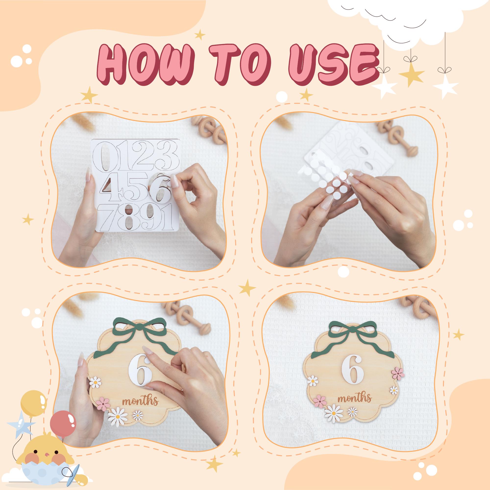 Wooden Baby Milestone Photo Props with Numbers 1–12 Months