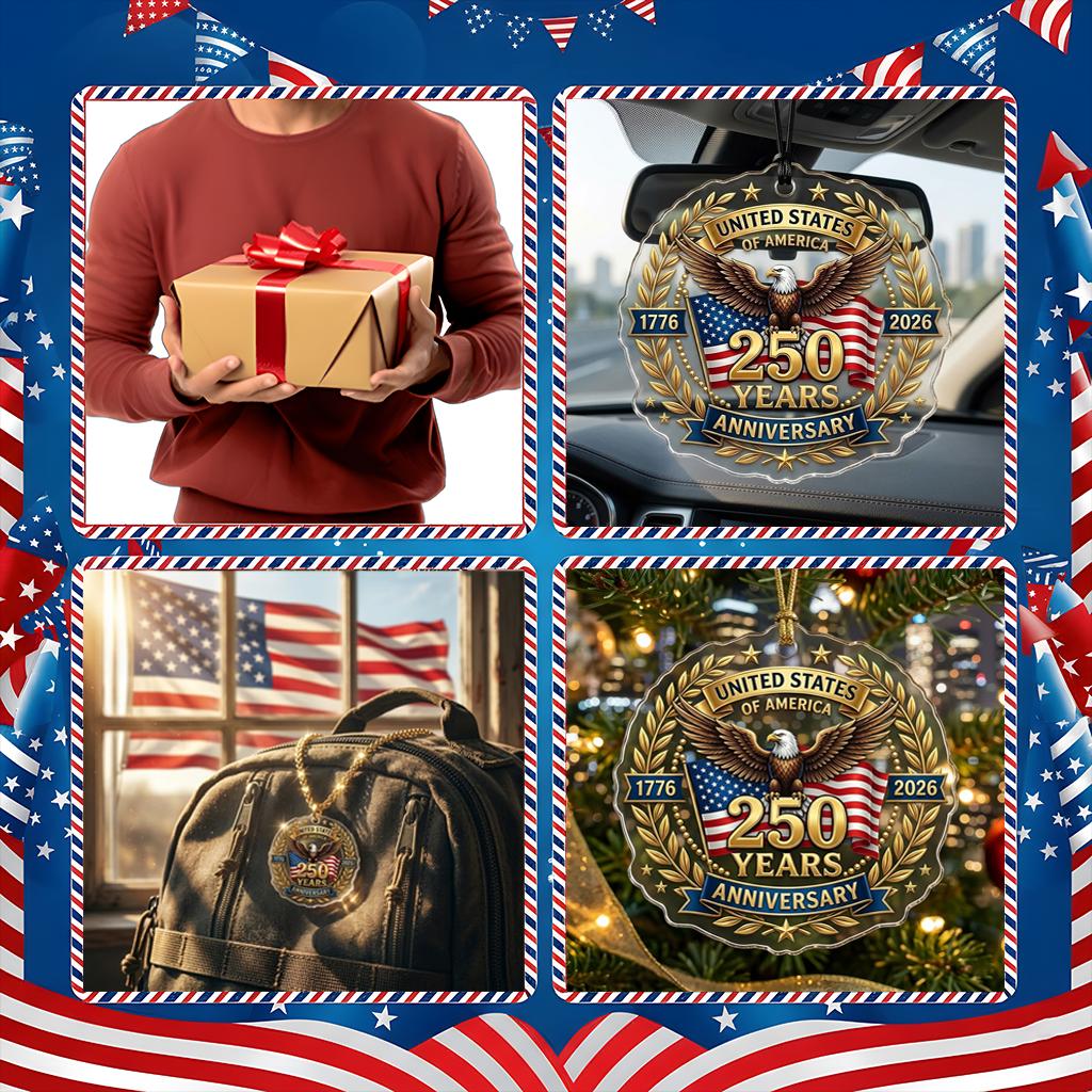 US Semiquincentennial Ornament 2026, 250th Anniversary United States Gift, Patriotic Eagle Acrylic Keepsake, 1776-2026 America Decor
