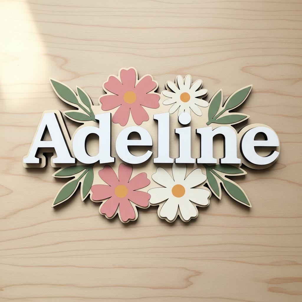 Personalized Baby Name Sign, Wooden Floral Nursery Name Plaque, Custom Baby Girl Room Decor, Flower Nursery Wall Decor
