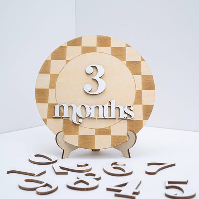 Checkered Baby Milestone Card, Milestone Sign Checkered, Retro Baby Photo Prop, Minimalist Nursery Decor, Nursery Milestone Discs, Baby Gift